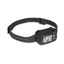 Black Diamond Storm 450 headlamp in Black with black headband, three-quarter view