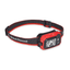 Black Diamond Storm 450 headlamp in Octane red with grey and red headband, three-quarter view