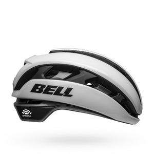 Bell XR Spherical helmet in matte/gloss white and black, side profile from the other side