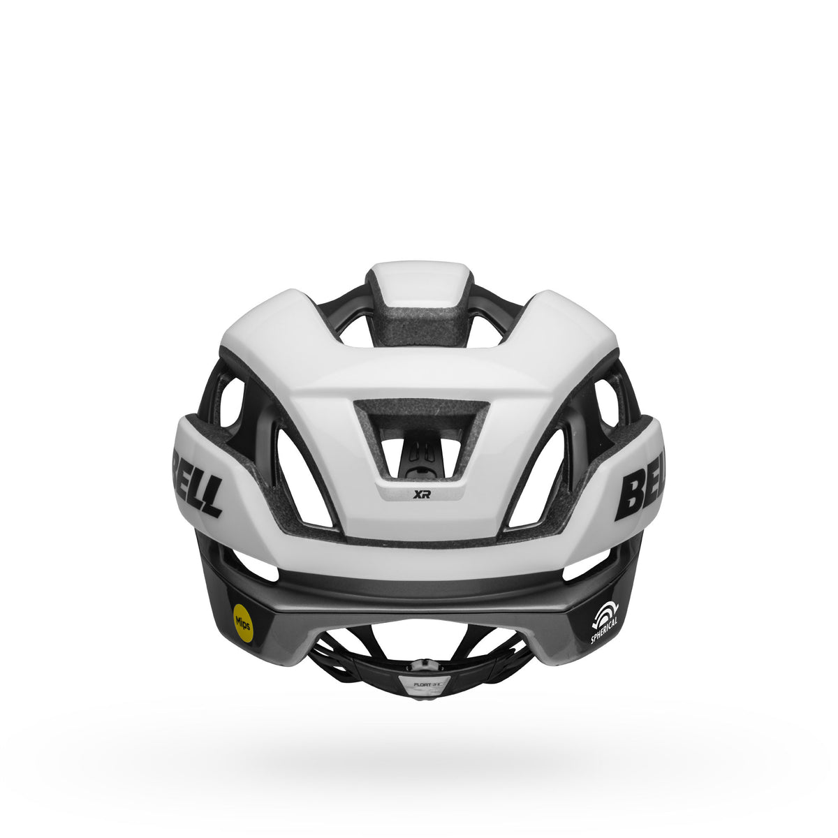 Bell XR Spherical helmet in matte/gloss white and black, rear view