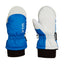 Pair of XTM Kids Space snow mitts in Bright Blue with white palm and black fleece cuff