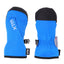 Pair of Bright Blue XTM Tiny II Infants Snow Mitts with black tips, back and palm view
