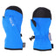 Pair of Bright Blue XTM Kids Tots II Snow Mitts, back and palm view with black tips