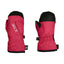Pair of Magenta XTM Kids Tots II Snow Mitts, back and palm view with black tips and elastic cuff