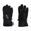 Pair of black XTM Kids Tots II Snow Gloves showing the back with diagonal Velcro tab and the faux leather palm