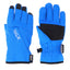 Pair of Bright Blue XTM Kids Tots II Snow Gloves, back and palm view with black palm patch and fingertips