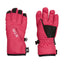 Pair of Magenta XTM Kids Tots II Snow Gloves, back and palm view with black palm patch and elastic cuff
