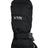 Black XTM Kids Zoom Snow Mitten, back of hand with white XTM logo and wrist strap