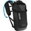 CamelBak M.U.L.E. EVO 12 hydration pack in black, three-quarter front view with the blue drink tube on the shoulder strap