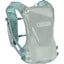 CamelBak Zephyr Pro Vest in Pigeon/Blue Surf, back view with large CamelBak logo and mint mesh harness