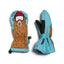 Pair of XTM Totally Wild toddler snow mitts in Bear design, one shown with the side zip open