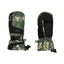 Pair of XTM Kids Miso II snow mitts in Kalamata Lichen green camo, back and palm views