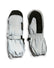 Pair of reflective Silver XTM Kids Tyke Snow Mitts, back and palm view with black palm and wrist strap