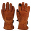 Pair of XTM Aurel leather snow gloves in Rust weathered tan leather, back and palm views