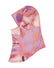 XTM Kids Blindside balaclava in Aurora Lavender, a pink and purple swirl print, side view with pink trim