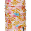 XTM Kids Tempo neck warmer in Otway Bloom, a pink floral print, bunched as worn