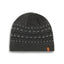 Dark Grey Marle XTM Men's August knit beanie with light grey patterned bands and leather clamp label