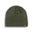Kalamata XTM Men's August fleece-lined beanie, olive knit with dark patterned bands and leather label
