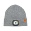 Mid Grey Marle XTM Blinder II beanie with built-in rechargeable LED light and roll-up hem