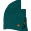 Mallard Green XTM Wanderer II DWR fleece hood, deep teal, side view with lace toggle and leather badge