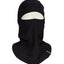 Black XTM Blindside Balaclava on a head form, front view with open eye port and fitted neck