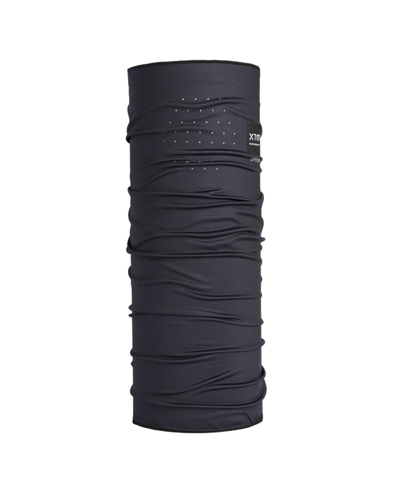 XTM Scenic UPF50+ neck gaiter in Pavement dark charcoal with a panel of small breathing holes