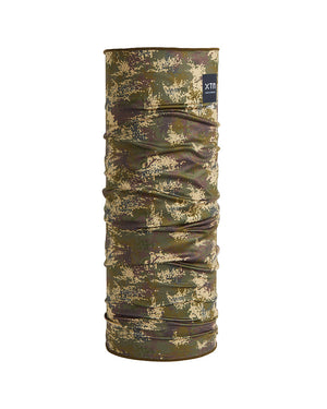 XTM Scenic neck gaiter in Pixel Camo, green, brown and tan digital camouflage print