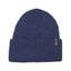 Indigo XTM Avery acrylic beanie, blue rib knit, front view with cuffed hem