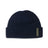 Navy XTM Casey double-walled knit beanie with roll-up hem and badge on the cuff