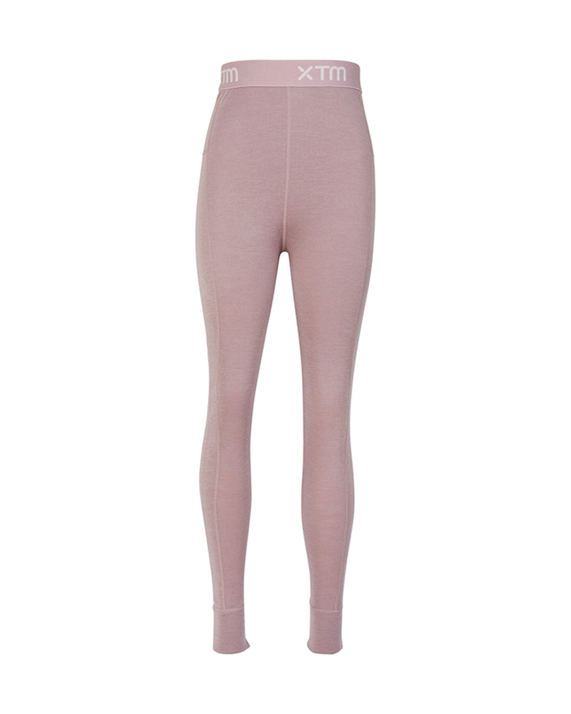 XTM Kids Alpine230 Merino Thermal Pants in Fog, flat product shot with the jacquard waistband