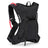 USWE MTB Hydro 3L in Black with tonal black logo on the front pocket, front three-quarter view