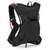 USWE MTB Hydro 3L in Black with tonal black logo on the front pocket, front three-quarter view