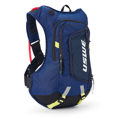 USWE Moto Hydro 12L in blue with yellow trim and white USWE logo