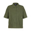 Olive XTM Tea Tree hemp-blend hiking shirt on its own, front view with chest pocket and sunglass loop