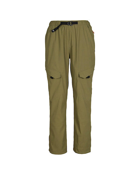 XTM Acacia women's hiking pants in Olive laid flat, front view with belt and leg flap pockets