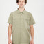 Man wearing the XTM Dunkeld short sleeve hiking shirt in Light Khaki, front view