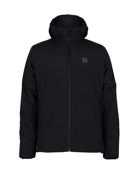XTM WoolxLoft Micron men's hooded insulated jacket in Black on its own, front view
