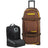 OGIO Rig 9800 Pro in Stay Classy brown with yellow and orange trim, next to the MX boot bag