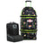 OGIO Rig 9800 Pro in Sushi print with green trim, next to the black MX boot bag