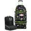 OGIO Rig 9800 Pro in Sushi print with green trim, next to the black MX boot bag