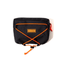 Restrap Food Pouch Small in Black/Orange, front view with orange cross-laced cord and Restrap patch