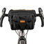 Restrap Bar Pack in black mounted on drop handlebars, front view with orange Restrap label