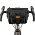 Restrap Bar Pack in black mounted on drop handlebars, front view with orange Restrap label