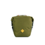 Restrap Pannier Bag 13 L in olive, front view with roll-top closed and orange label