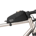 Race Top Tube Bag Short on a titanium frame behind the stem, white background