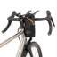 Restrap Race Stem Bag in black beside the stem of a titanium gravel bike with drop bars