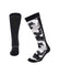 Pair of XTM Trooper socks in Black Camo, plain black back and white and grey camo front