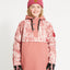 Girl wearing the Dusty Pink Soft Camo XTM Kids Riley Ski Jacket Anorak, front view, hood down