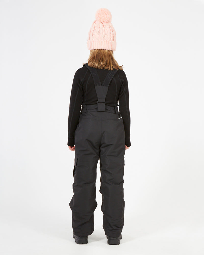 XTM Kids Pluto II Snow Pant in Black, back view on a child showing the braces