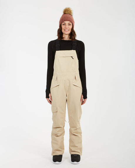 XTM Harper II women's bib overalls in Almond, full-length front view